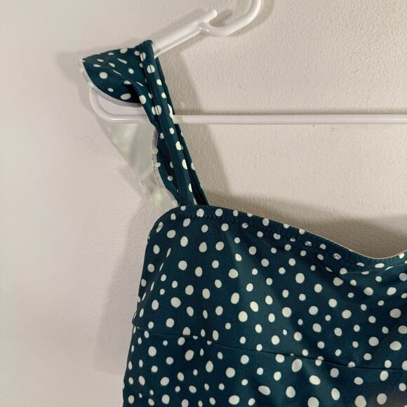 Summersalt Oasis Teal White Polka Dot Ruffle Bikini Top Size 8 - Picture 5 of 7